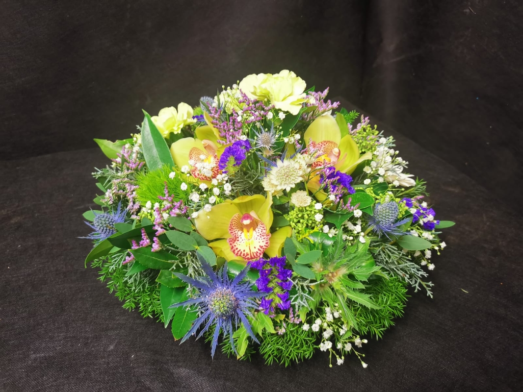 Purple, Green & White Posy Pad