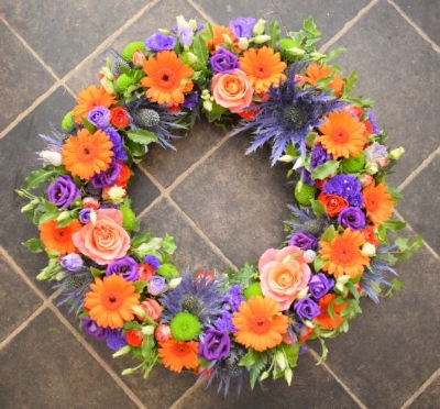 Vibrant and colourful wreath in different sizes