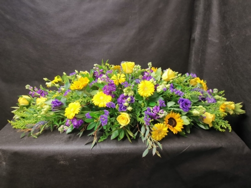 Purple And Gold Casket Spray